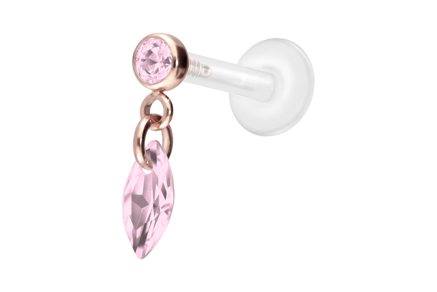 PTFE Labret Piercing mit Innengewinde + Titan-Aufsatz KRISTALLOVAL